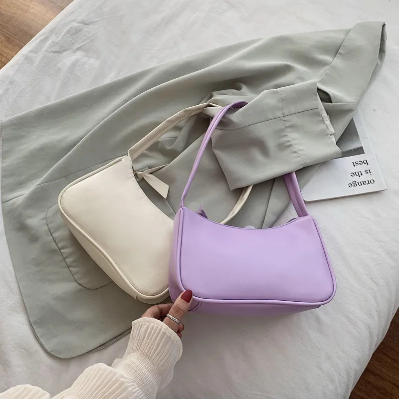 Sac à bandoulière en cuir souple pour femmes, sac sous les bras violet rétro couleur unie, sac à main Design de mode, petits sacs à bandoulière pour filles