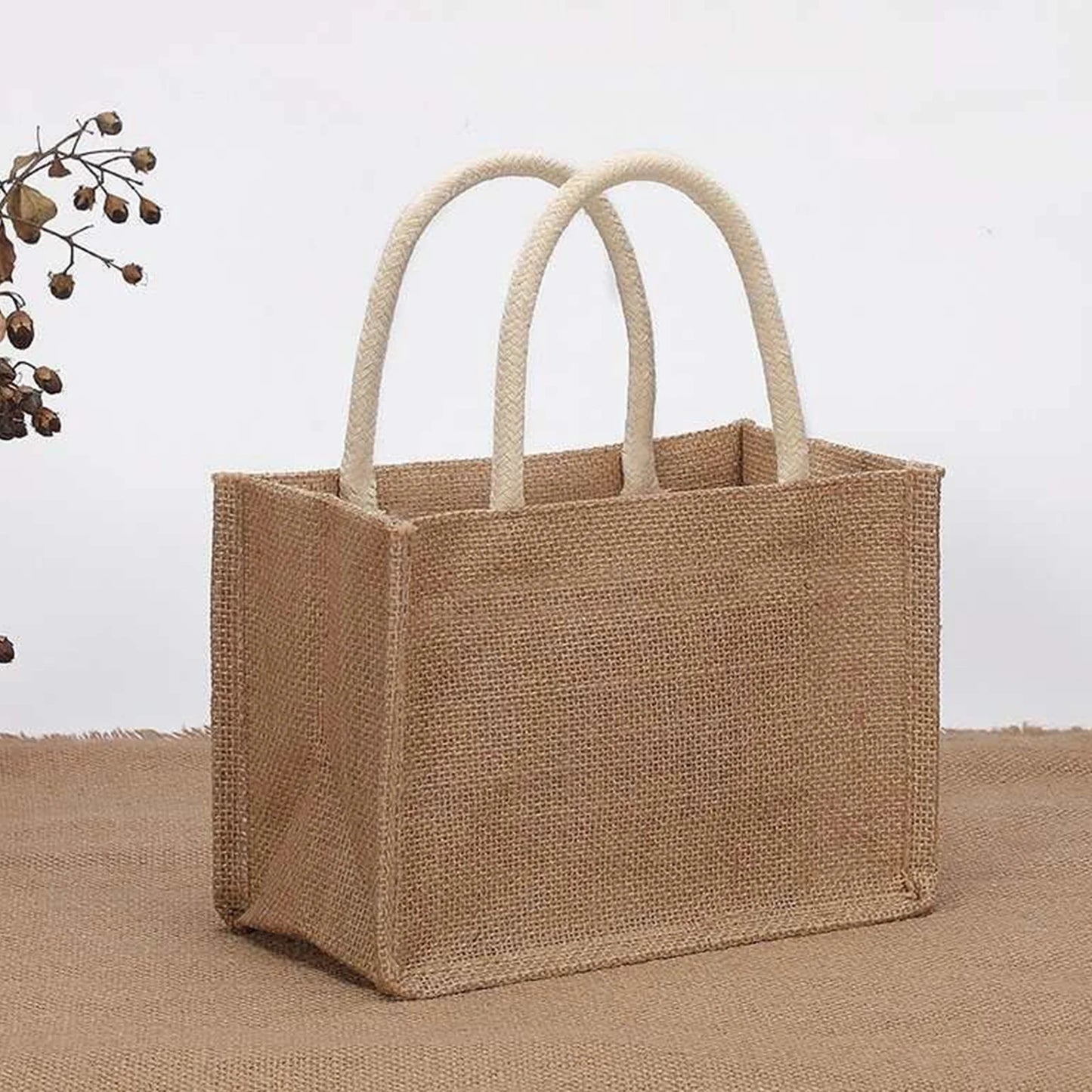 sac à main de shopping de plage en jute, sacs cadeaux réutilisables vintage avec poignée pour les fêtes d'anniversaire de l'artisanat d'épicerie